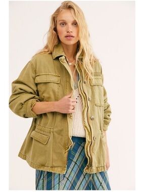Free People army green Seize The Day Utility Jacket. Size large.